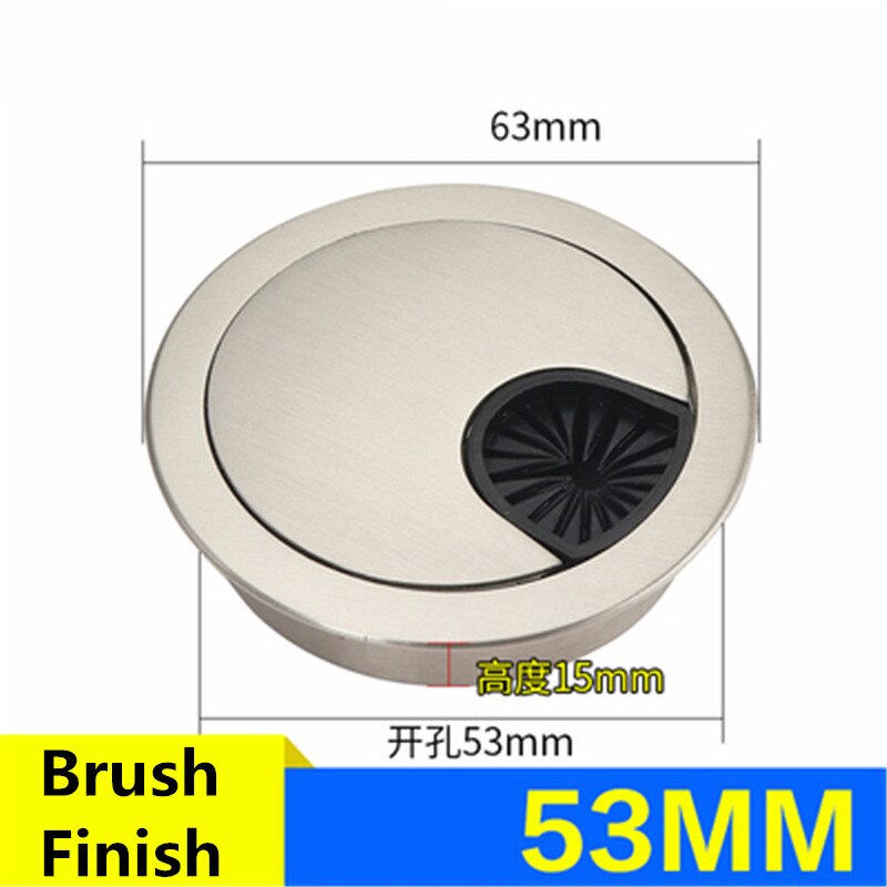 Wonzeal Zinc Alloy Round Table Wire Hole Covers Outlet Port Computer PC Desk Cable Grommet Line Holder 50mm/53mm/60mm/80mm: Brush finish 53mm