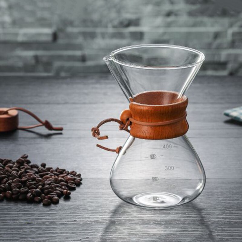 Høy temperaturbestandig glass kaffetrakter kaffekanne espressomaskin med rustfritt stål  v60 filterkanne