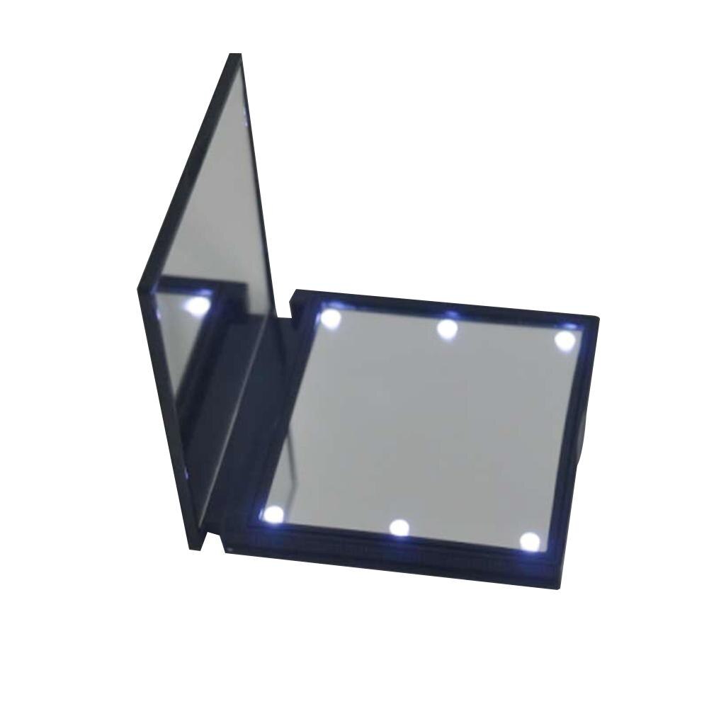 Mini LED Makeup Mirror Portable Foldable 180 Degree Rotating Makeup Cosmetic Mirror with LED Light Mini Folding Makeup Mirror: Default Title