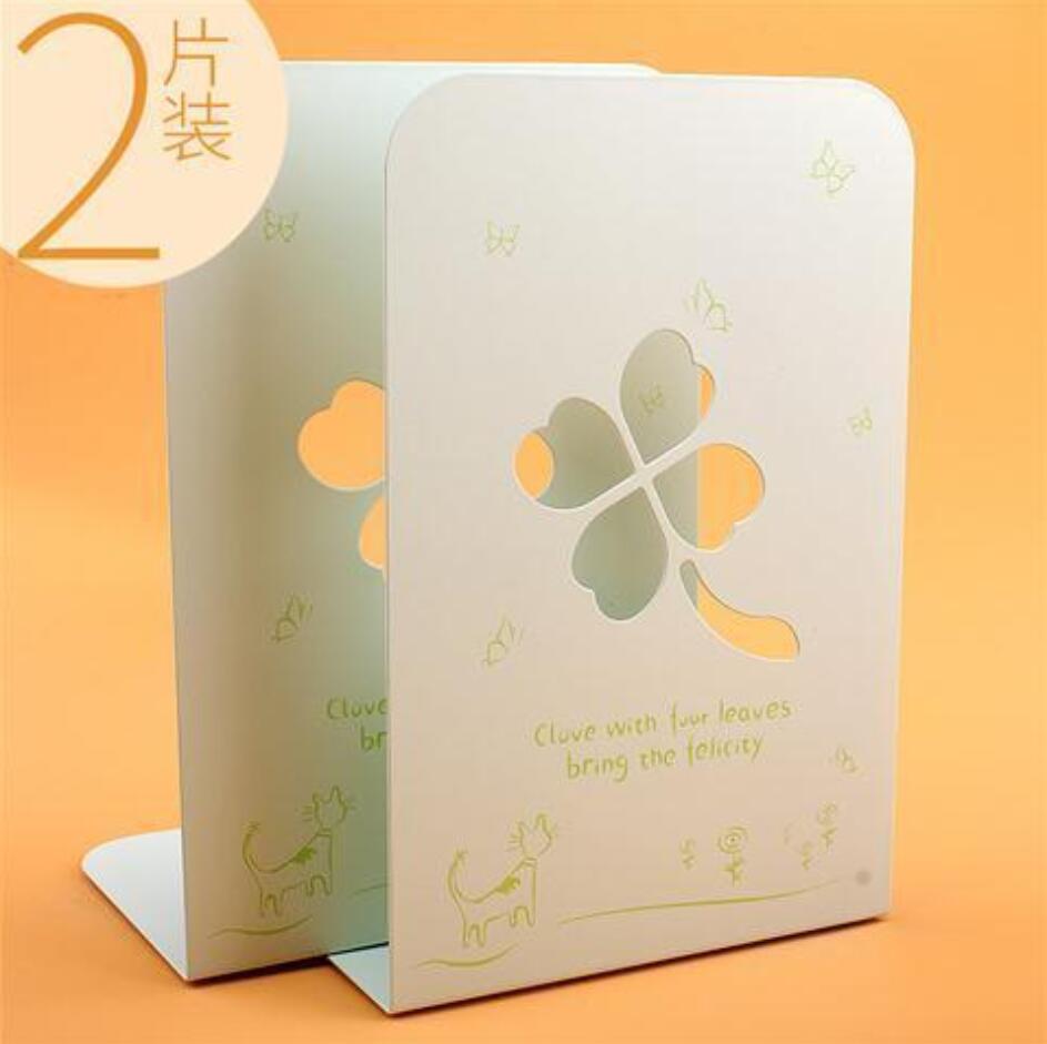 Metal Hollow Cute Bookends L-shaped Desk Organizer Desktop Book Holder School Stationery Office Accessories: 4