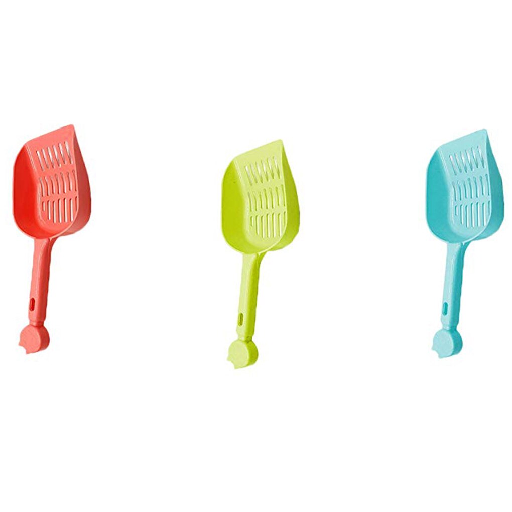 Pala para arena hueca de gato de Color caramelo, pala para arena de gatos, recogedor de plástico, herramienta de limpieza de mango largo para mascotas