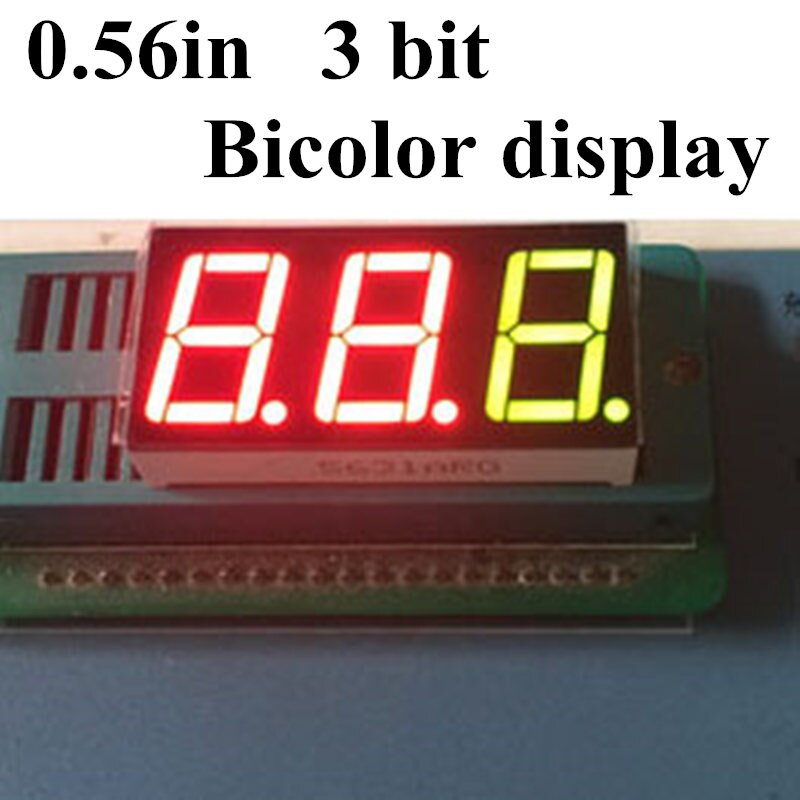 20pcs 0.56" 0.56in RED/GREEN BICOLOR 3 digit LED Display 0.56 inch digital tube 7 Segment Common Cathode 3 Digital LED Display