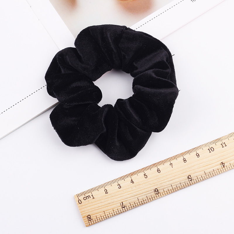 Nueva terciopelo dorado mujeres color puro salvaje intestino grueso pelo elástico deportes danza Scrunchie niñas accesorios para el cabello: Oro