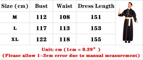 Noir classique prêtre Costume pourim Halloween adultes homme pape Robe parrain missionnaire mascarade fête Cosplay vêtements