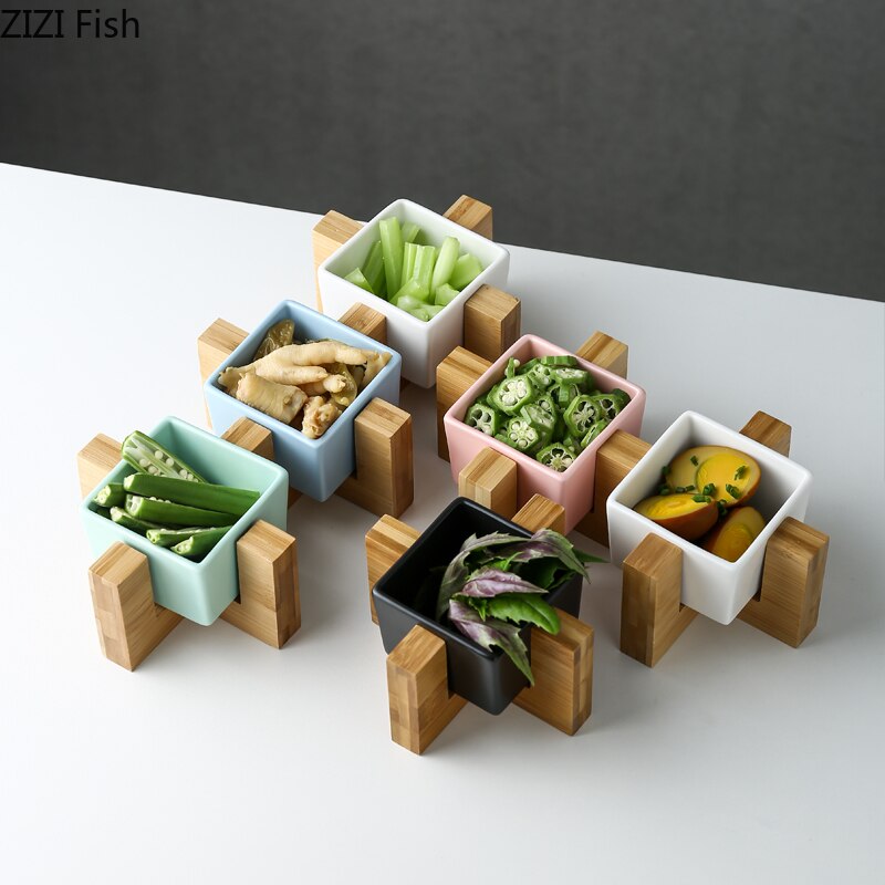 Ceramic Snack Platter Solid Color Dessert Bowl Japanese Taste Dish Home Desktop Dried Fruit Tableware Combination
