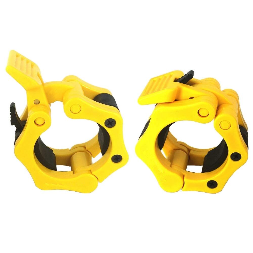 2 Stuks Plastic 50Mm Locking Spin Clip Draagbare Barbell Klemmen Krachttraining Gewichtheffen Bar Kragen Gym Fitness Workout: YELLOW