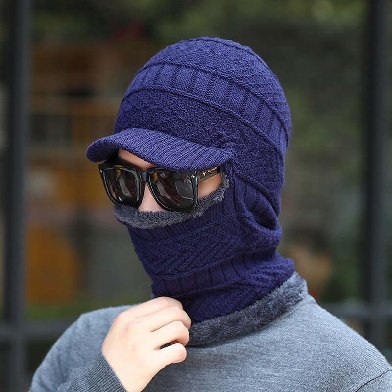 Gehoorbescherming hoed heren winter plus fluwelen hoed bib wild dikke rijhoed herfst en winter heren nek hoed: A1
