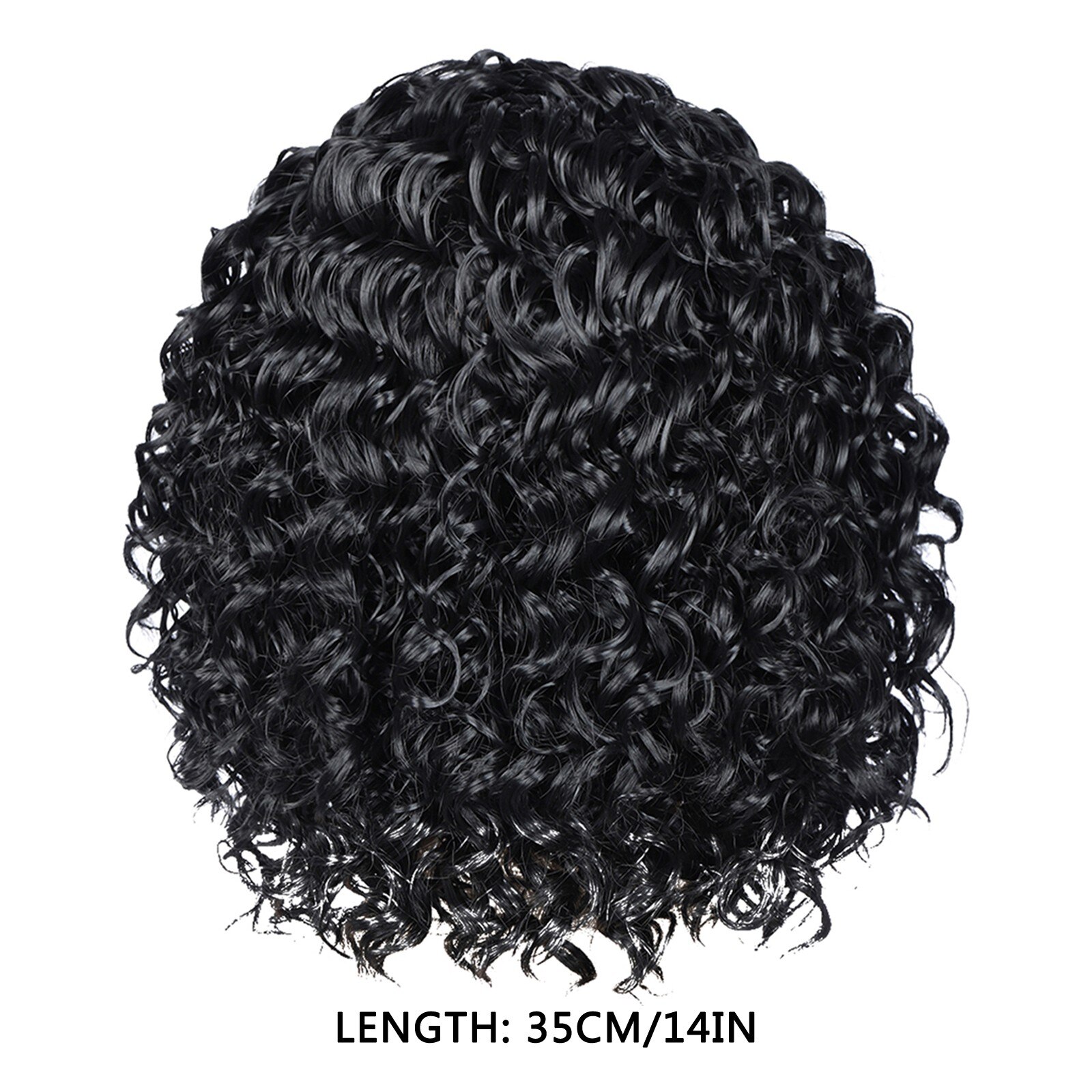 Peluca de pelo rizado negro para mujer, largo sintético Afro, División Midd, fibra resistente al calor, Media peluca atada a mano # g30: 14in 