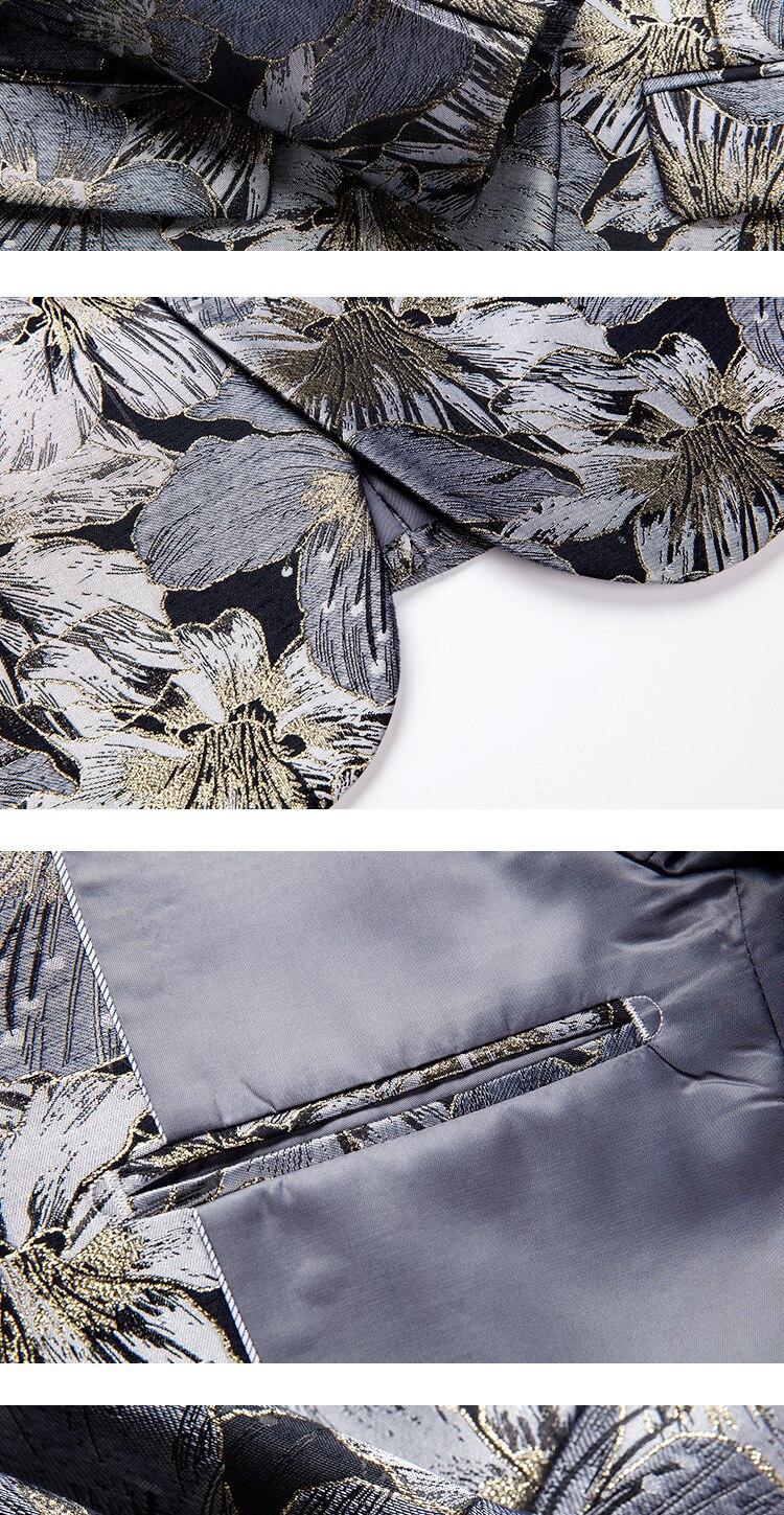 Pyjtrl mænd jacquard blomstret jakkesæt smuk tidemærke slim fit balzers casual frakke tøj til mænd scenetegnere