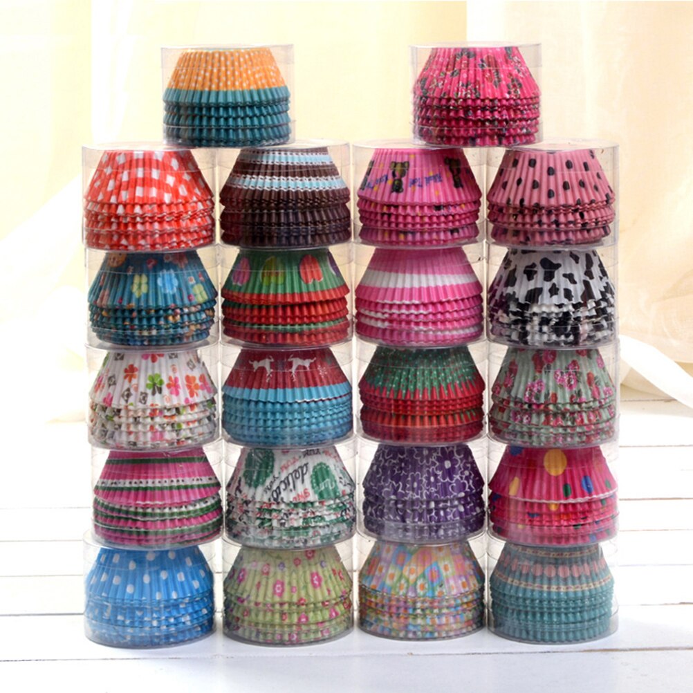 100Pcs Rainbow Cupcake Paper Liners Muffin Cases Cup Cake Topper Baking Tray Kitchen Accessories Pastry Decoration Tools