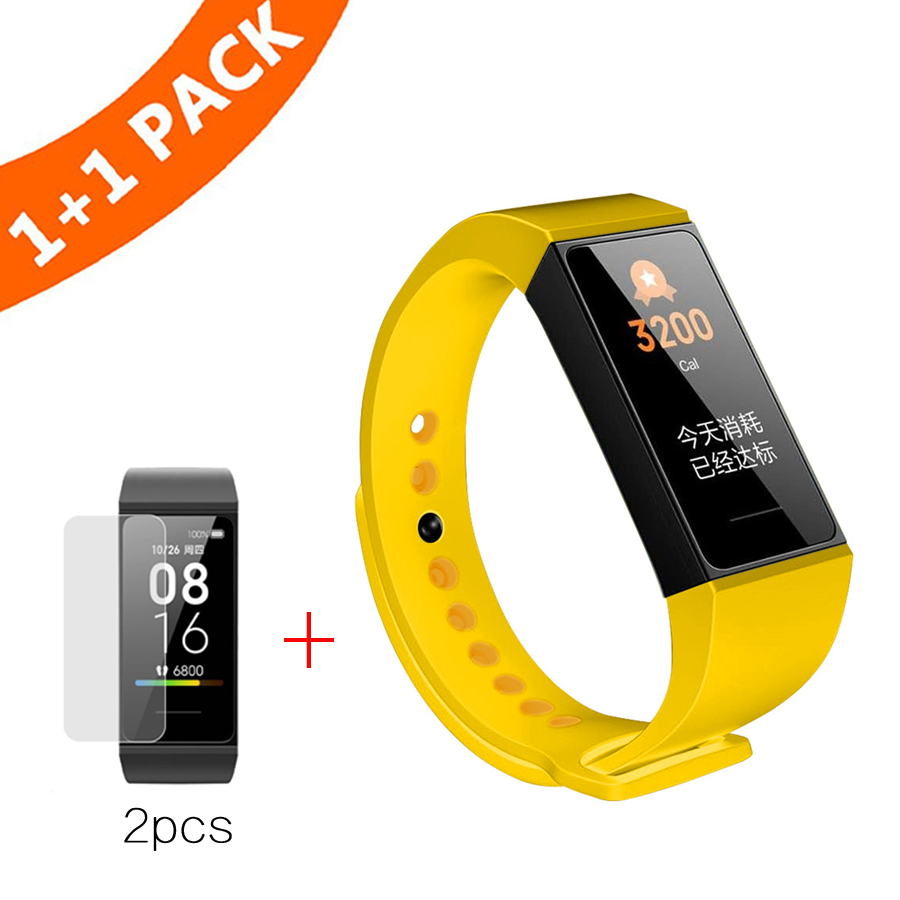 Pulsera para Xiaomi Redmi Band, correa de silicona para pulsera inteligente Redmi Band con Protector de pantalla: Amarillo