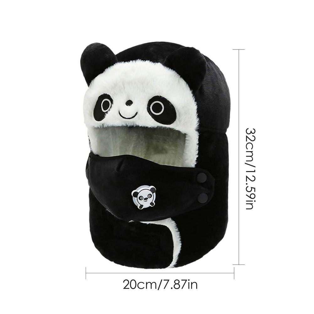 Winter Warm Fleece Hat Cute Cartoon Panda Windproof Face Cover Hat For Kids Adult Outdoor Cycling Hiking Skiing Caps Balaclava