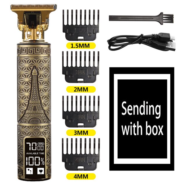 Tondeuse à cheveux professionnelle 2022 T9 0mm pour hommes, rasoir électrique pour barbe et barbier, Machine pour couper les cheveux: tower LED