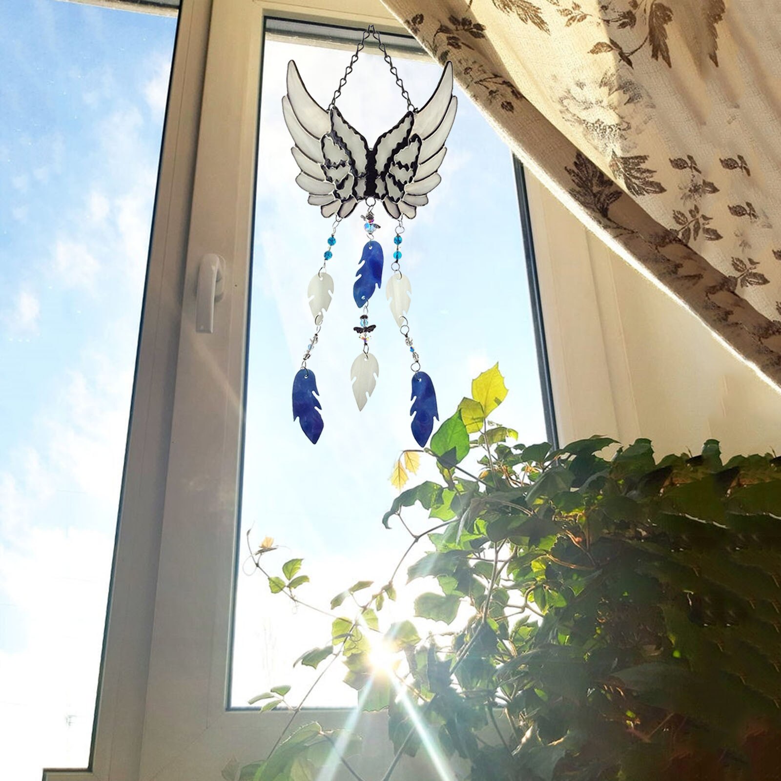 Little angel's feather wind chimes stained glass handmade original and exclusive yard garden outdoor home decoration ornaments