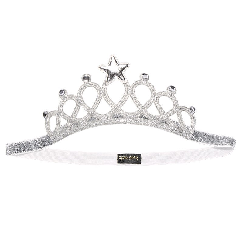 Kind Steentjes Prinses Hoofdband Elastische Haar Crown Tiara Accessoires Haarband Accessoire Party Haar Jewelr: Silver star