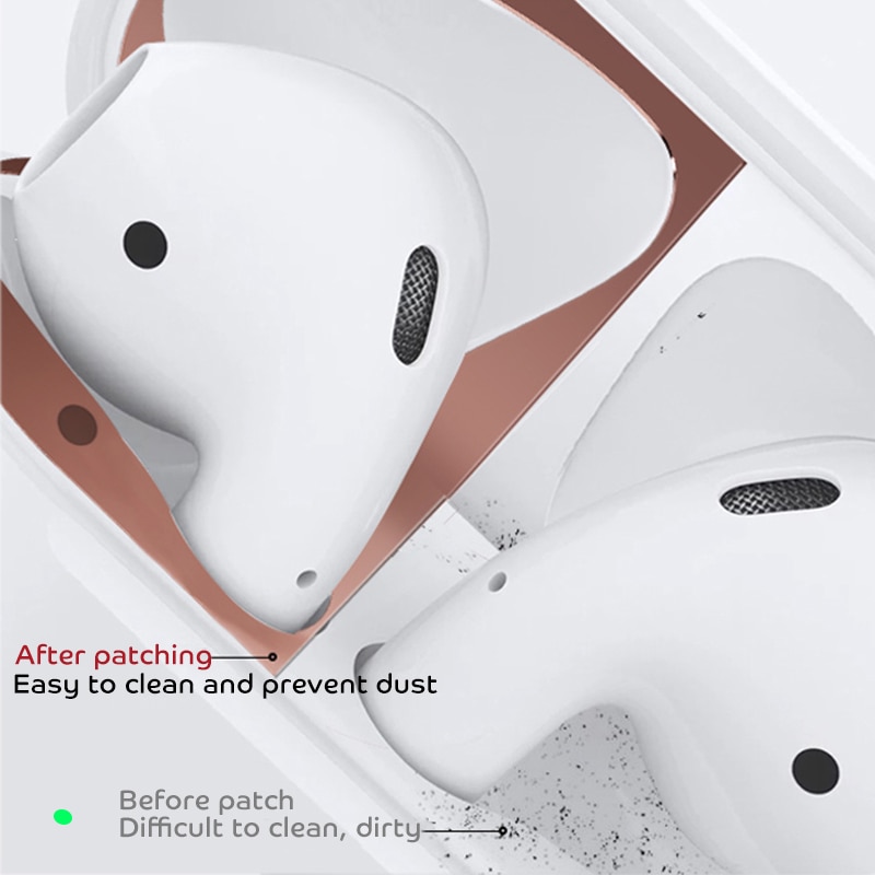 Dust Guard Effen Skin Shell Oortelefoon Case Installeren Stofdicht Praktische Bescherming Sticker Metalen Duurzaam Voor Airpods 2 2nd