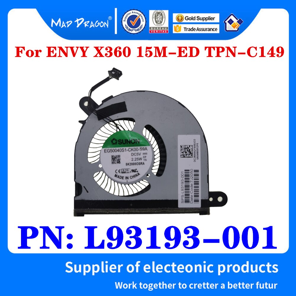 original CPU Cooling fan VIDEO GPU Cooling Fan left right Fan For HP ENVY X360 15M-ED TPN-C149 FAN L93193-001 L93194-001: L93193-001