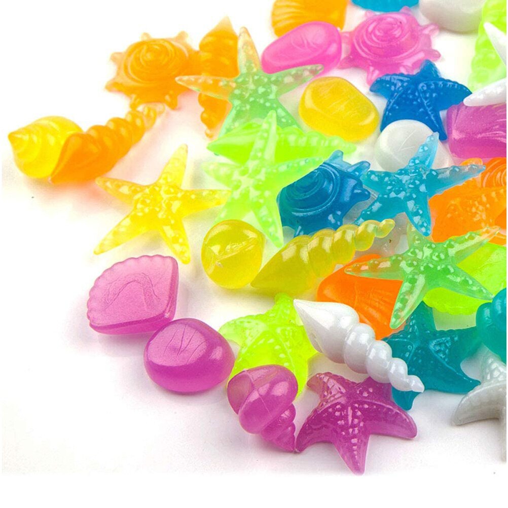 100pcs Luminous Stones Glow In Dark Decorative Fish Tank Decoration Pebble Rocks Aquarium Mix Color Garden Decor