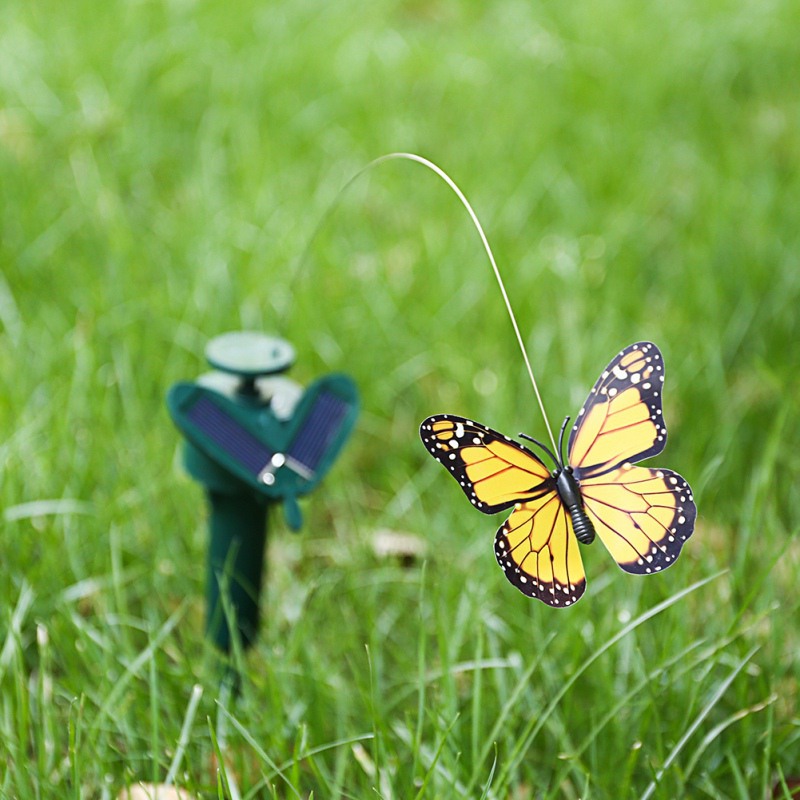 Solar dyr dekoration sød sommerfugl kolibri dekoration elektrisk fjer fugl havedekoration jardineria decoracion