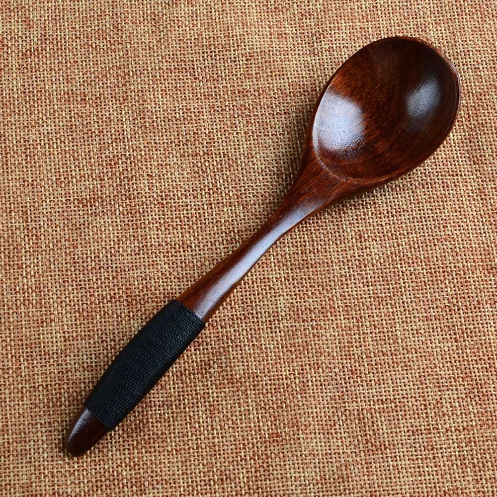 Cuchara para cenas de madera Natural, utensilios para arroz, sopas, Cereales hechos a mano para el hogar, vajilla, cubiertos, cocina, Catering # W3: Black