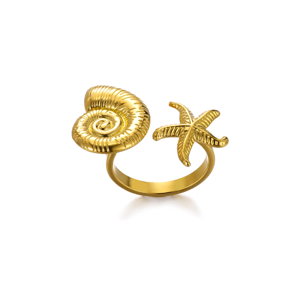 Bagues élégantes en acier inoxydable pour femmes, grande fleur, couleur or, soleil, étoile de mer, anneau ouvert, bijoux de doigt, de mariage, Punk: GRIS