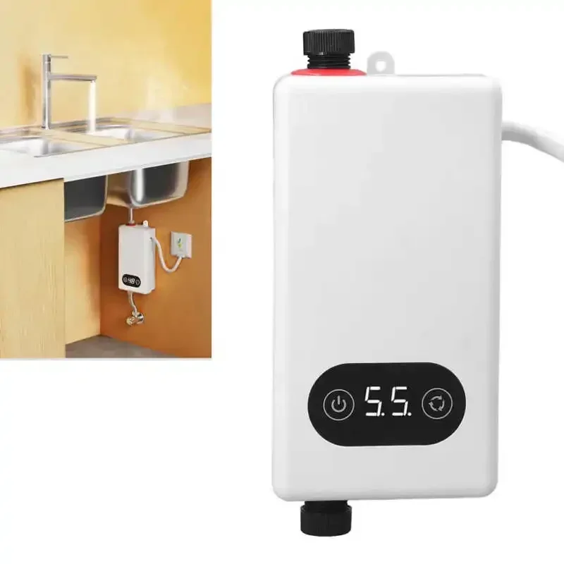 4500W Electric Water Heater Mini Tankless Instantaneous Water Heater Kitchen Bathroom Shower Water Fast Heating