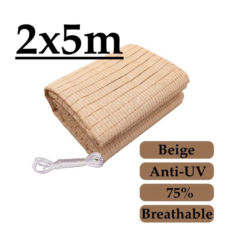 4 Pin Beige Sunshade Net Breathable Anti-UV 75% Garden Plants Shading Outdoor Succulent Cover Pergola Net Balcony Cooling Net