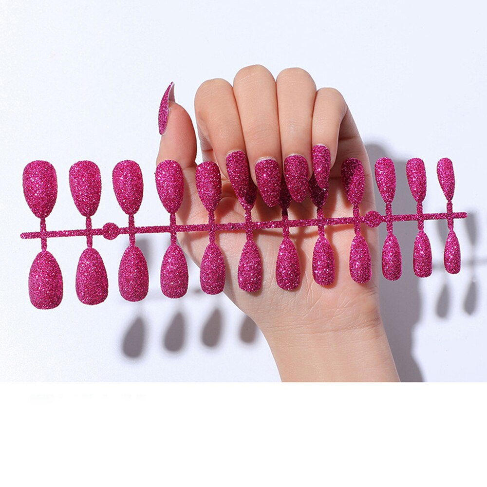Faux ongles ballerine détachables, accessoire de manucure, 24 pièces, à paillettes de couleur bonbon, à porter, couverture complète: 13-Just 24PCS Nails