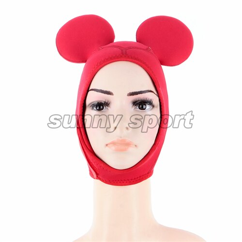 4mm Warme Tauchen Cartoon Hut schöne minnie Tauchen Haube Taucher Cap Helm frauen Custome tauchen cap tauchen hut: Rot
