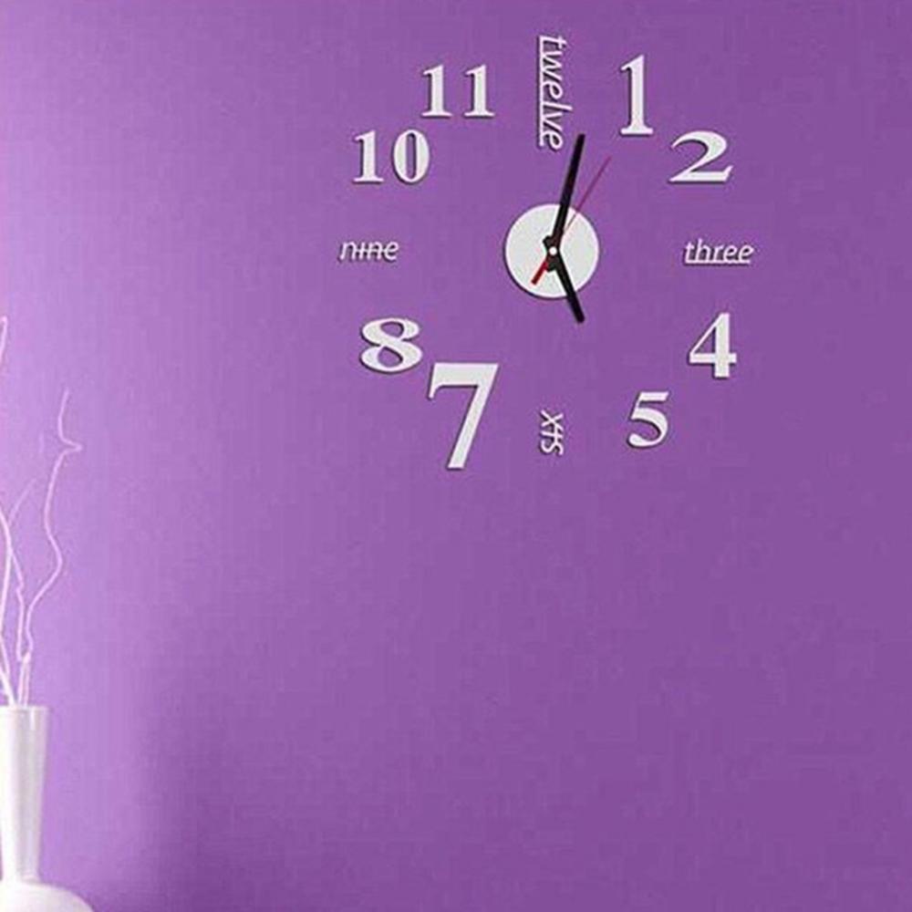 Modern Numbers Letters 3D Wall Clock Sticker DIY Living Room Art Hanging Decor