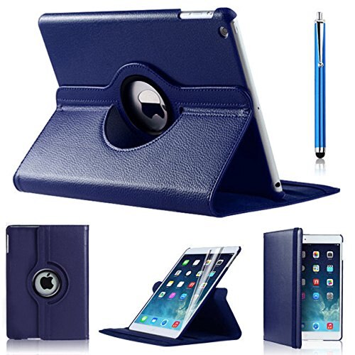 Étui en cuir rotatif à 360 degrés pour apple ipad air 1 air 2 5 6 ipad 9.7 a1822 a1823 a1893 coque funda: Bleu foncé