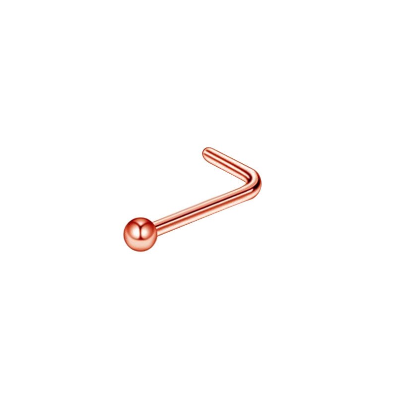 Piercing de acero quirúrgico, 3 piezas, 20G, Bola de Gema lineal Triple, Diamante redondo, CZ, para nariz, joyería en forma de L: 1PC B Rose g