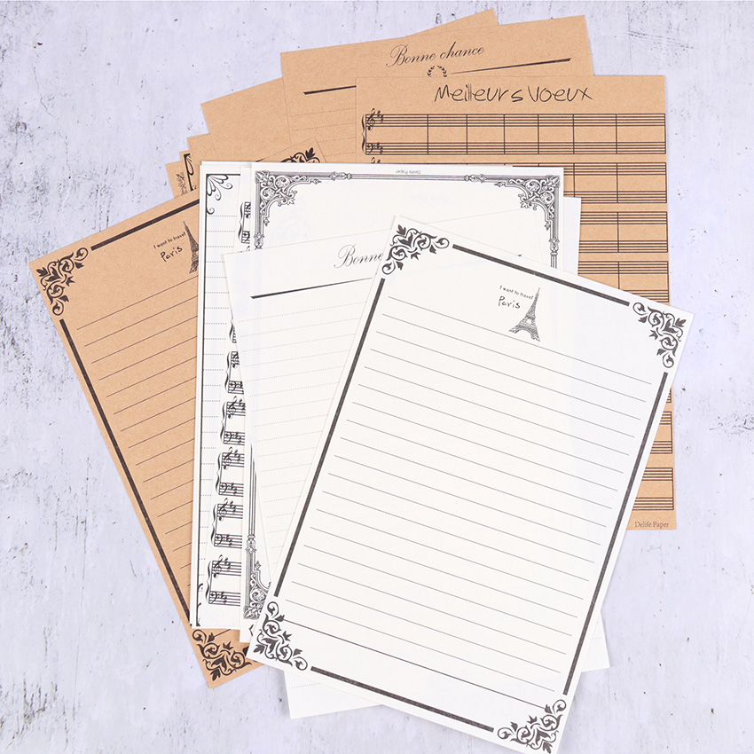 8PCS Kraft Letter Paper Vintage Letterhead Letter Writing Paper Letter Pad Drawing Sketch Pad Stationery