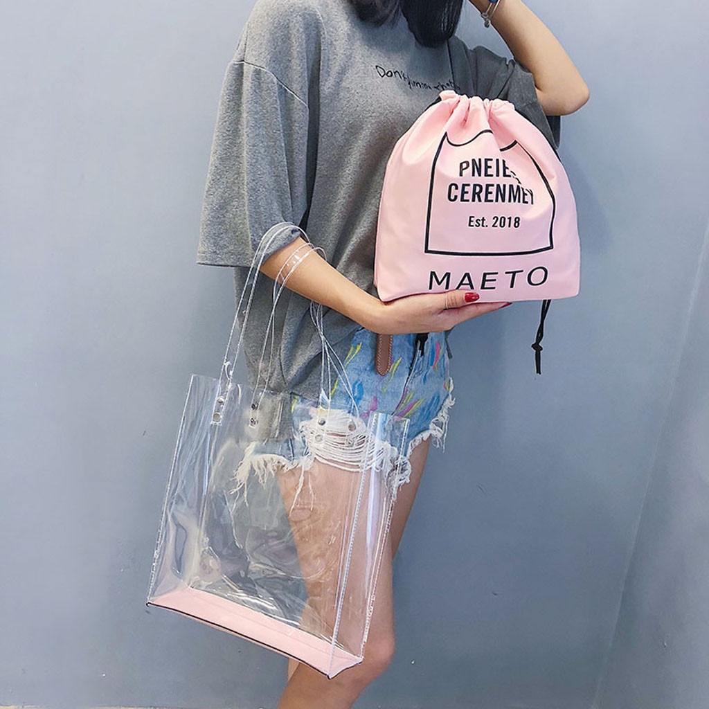 Tasche Frauen transparent Schulter Tasche Bündel Tasche Handtasche Strand Tasche Sack EIN Haupt Femme # Zihr