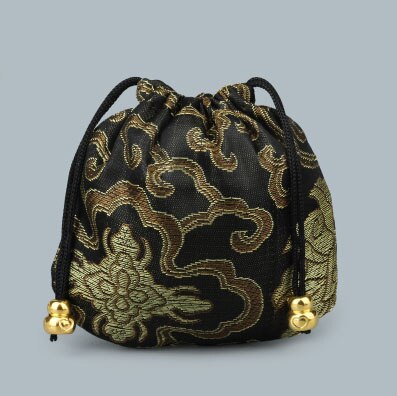 20Stck 11x11cm die Seide Tasche Kordel tasche Mischfarben Halskette Armbinde Perlen Taschen Schmuck Verpackung Weihnachten/ hochzeit Tasche: Schwarz Gold