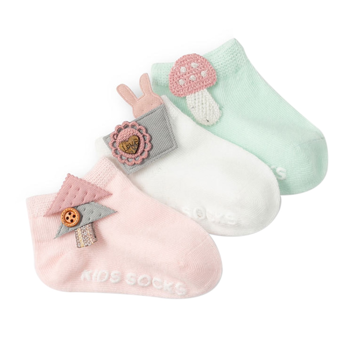 Herfst 3 Paren/set Baby Meisjes Jongens Sokken Leuke Mooie Anti-Slip Ademend Leuke Katoenen Dieren Mode Sokken Korte Buis sokken: A / 1-3T