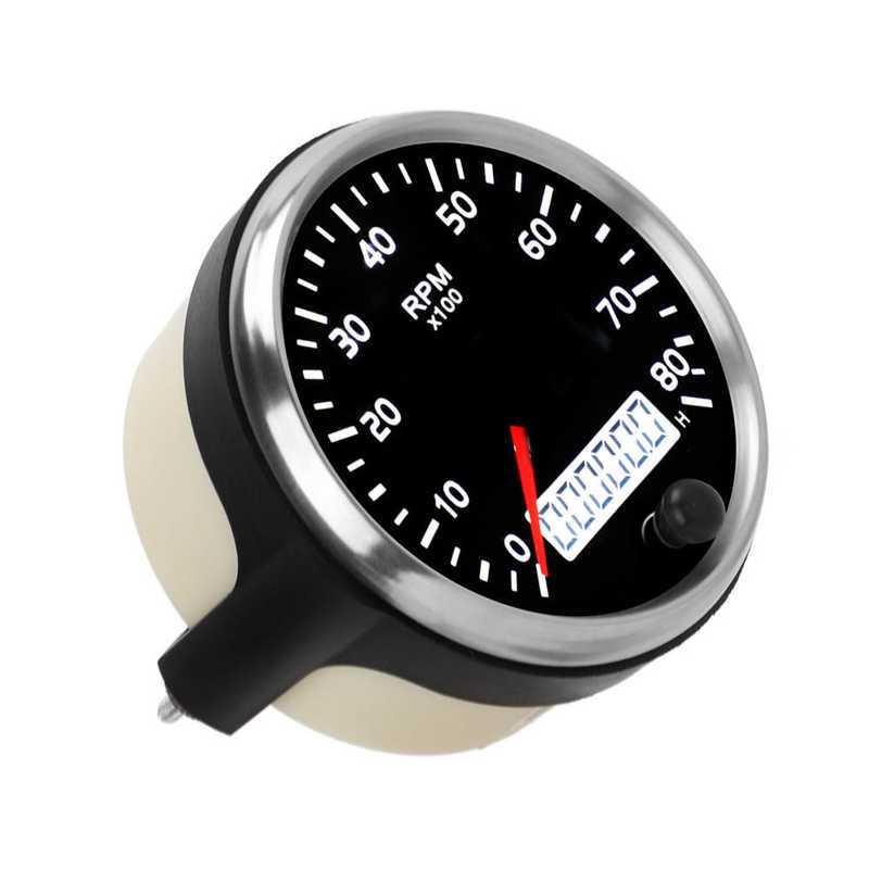 Universal Tachometer 85mm/3.35in LCD Display Vibration Resistant Pointer Tachometer for Gasoline Engine for Truck Boat