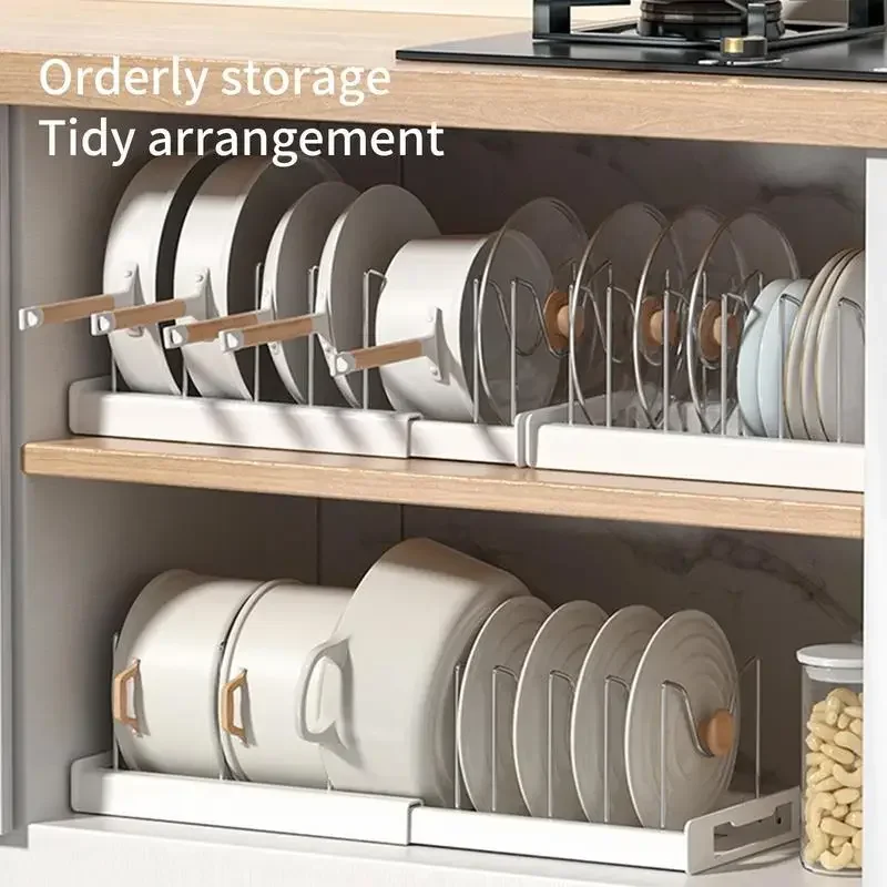 Estante de cocina ajustable y extensible para guardar ollas y utensilios en gabinetes, encimera, cuenco y estante para platos