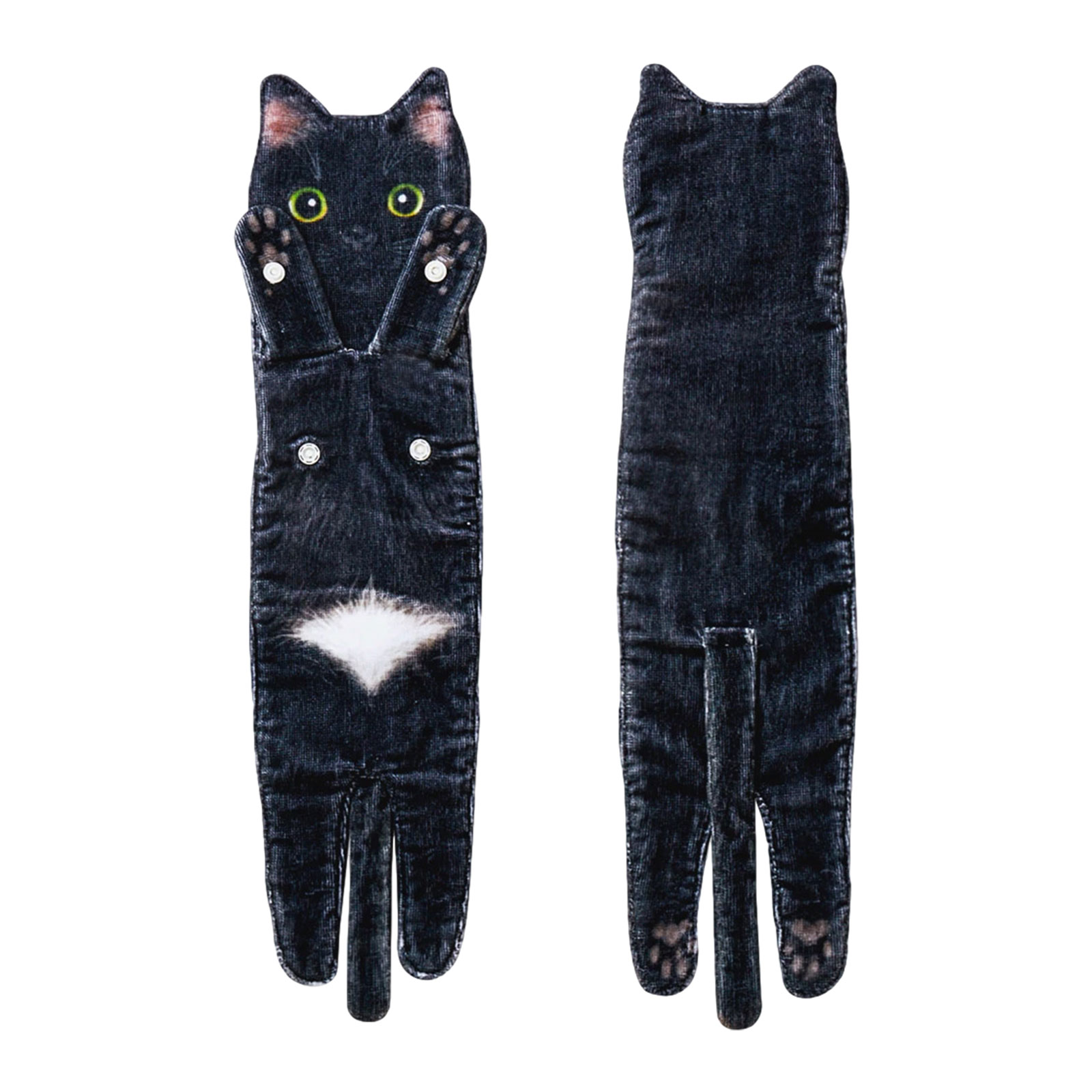 6 Styles Newest Cat Hand Towels Long Cat Shape Wipe Handkerchiefs Bath Towels for Bathroom Kitchen: A