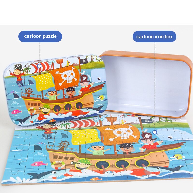 60 Stuks Houten Puzzel Speelgoed Voor Kinderen Cartoon Animal Jigsaw Kids Intelligent Entertainment Educatief Speelgoed Xmas