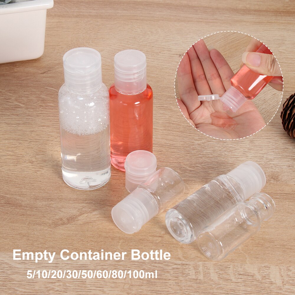 1 stk klar tom rejseflaske makeupbeholder kosmetisk lotion genopfyldelig squeeze jar shampoo shower gel flaske 5-100ml