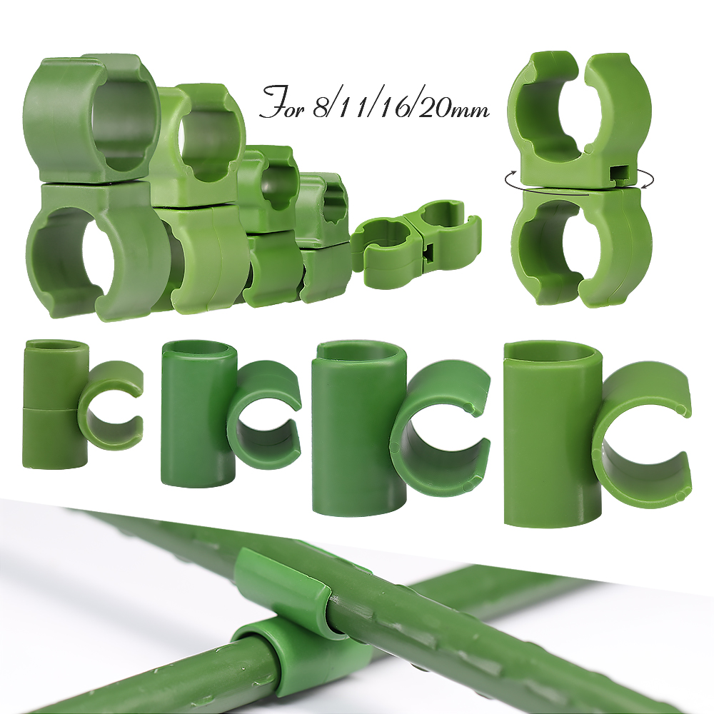 Attache en plastique 8-20mm, 15 pièces, Clip croisé de jardin pour tige de Support de plante, boucle réglable ou fixe, pince de connecteur de piquet de treillis