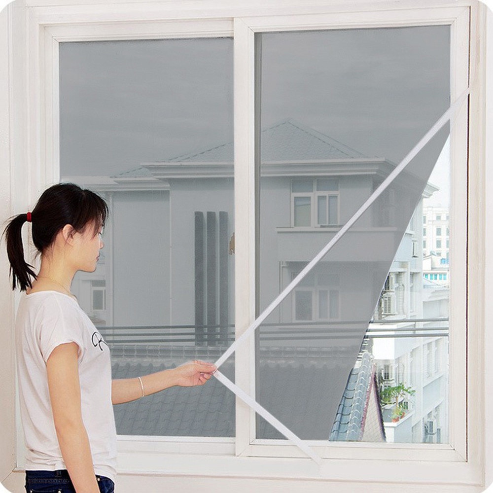 130Cm X 150Cm Fly Mosquito Window Net Mesh Screen Room Cortinas Mug Gordijnen Netto Gordijn Protector Fly Screen inzet: Grey 