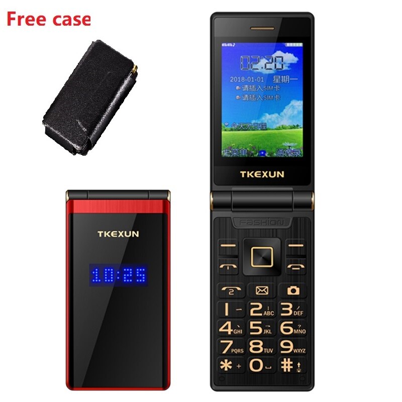 TKEXUN Flip Touch HandwritingScreen 3.0&quot; Display Telephone Speed DialSOS Metal Body Senior Not Smart Mobile Cell Phone: Standard / Red