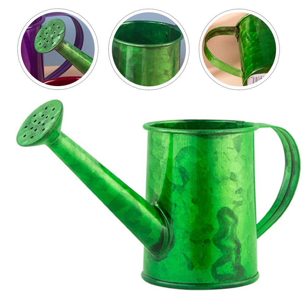 Pot Iron Watering Can Portable Watering Kettle Watering Pot Gardening Tool for Office Garden Balcony: Green