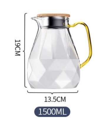Glass vann ware diamant gjennomsiktig gull håndtak 1.8l kald vannkoker kopp kaffe te sett gass bar dekorasjon hjem kjøkken utstyr: Gryte 1500ml