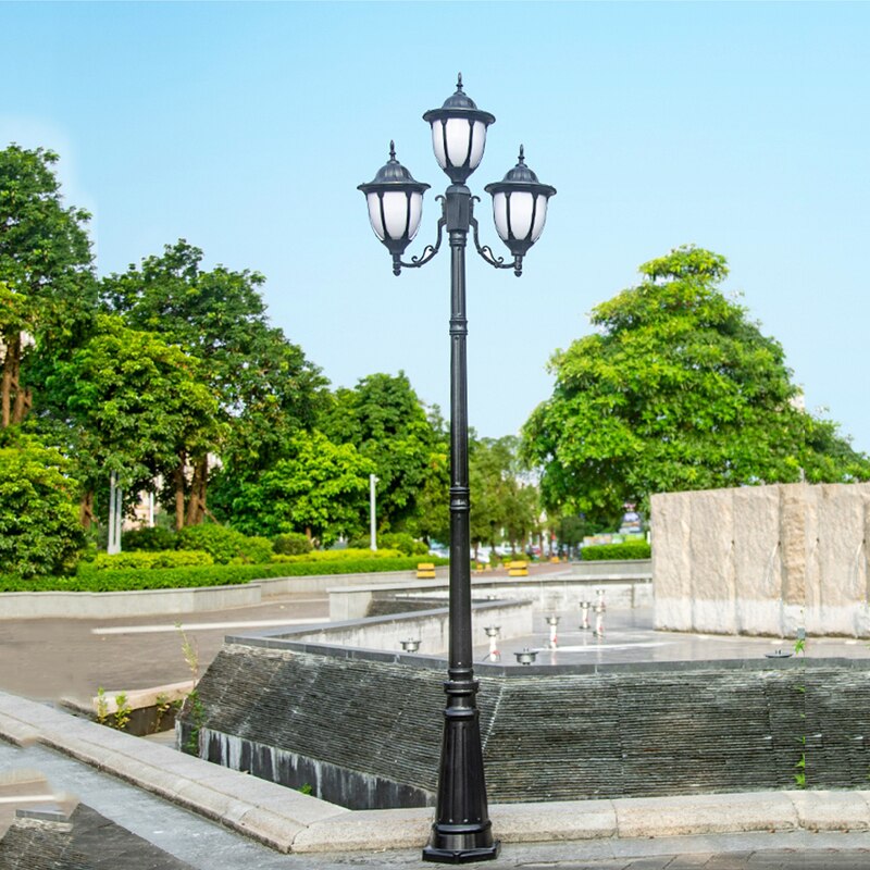(H≈2.5M)European garden lamp room outdoor street lamp lawn lamp high pole lamp four head garden landscape lamp waterproof