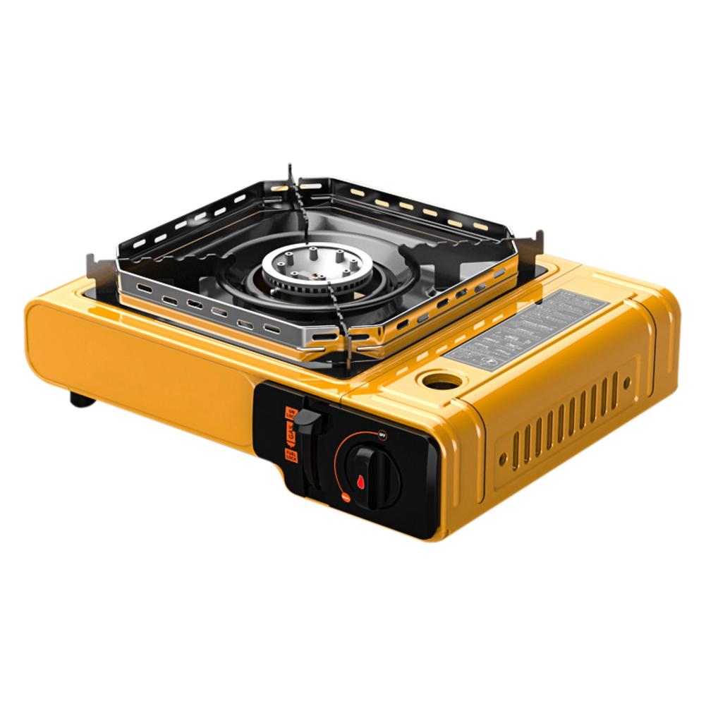 2.9KW Outdoor Cooker Small Gas Tank Gas Stove Camping Cooker Field Use Cassette Stove Multiple Functions Windproof Gas Stove: Yellow