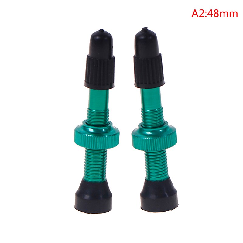 2Pcs/set Bike Tire Air Valve Bike Tubeless Wheel Valve Kit Copper Core Alloy Stem Rubber Base 48mm/60mm: A2