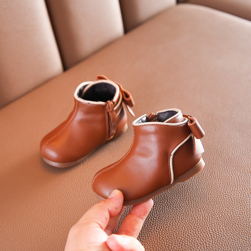 Sweet Baby Meisjes Mode Laarzen Leuke Vlinder-Knoop Peuter Meisjes Enkellaars Herfst Winter Stijl Baby Meisjes Katoenen-gewatteerde Schoen